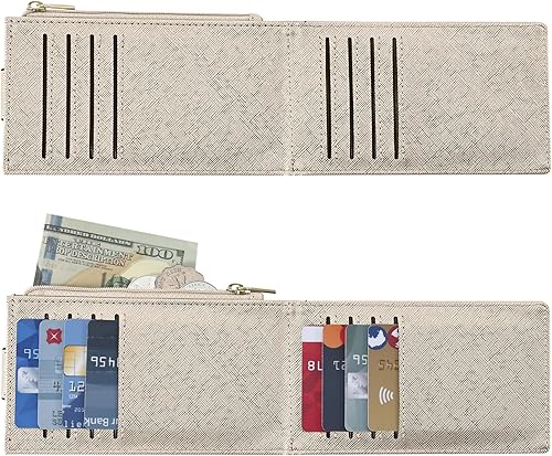 Miniatura 4 de Chelmon Billetera de mujer delgada con bloqueo RFID, billetera plegable con varios compartimientos para tarjetas con bolsillo con cierre, Dorado