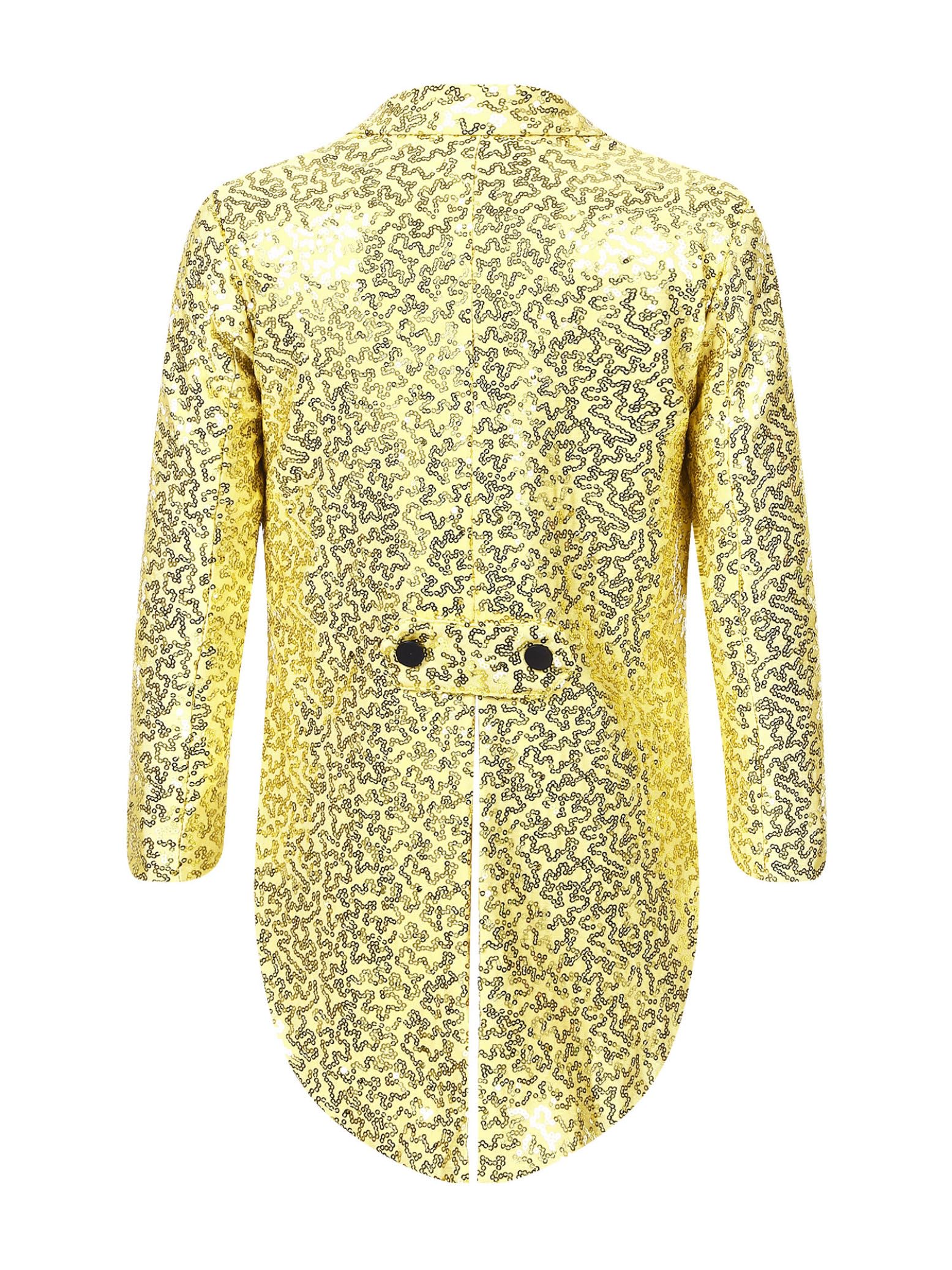 Hedmy Chaqueta Brillante de Fiesta para Niños Blazer Lentejuelas de Esmoquin con Solapa y Botones Cruzados Chaqueta de Mago 5-14 Años Dorado 11-12 años