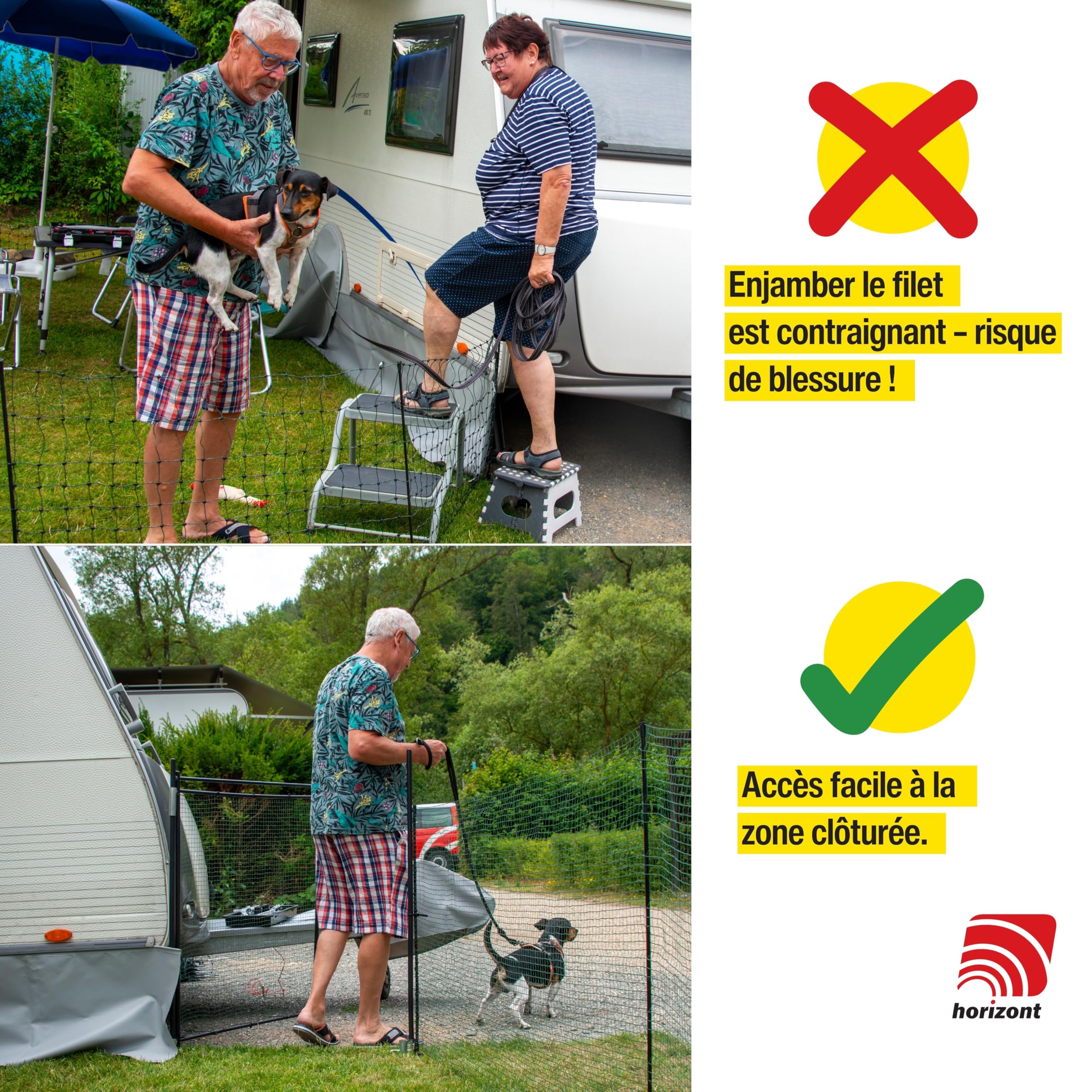 Portillon de clôture horizont 90–105 cm sans électricité – porte de clôture de jardin pour filets, idéal camping, jardin et enclos