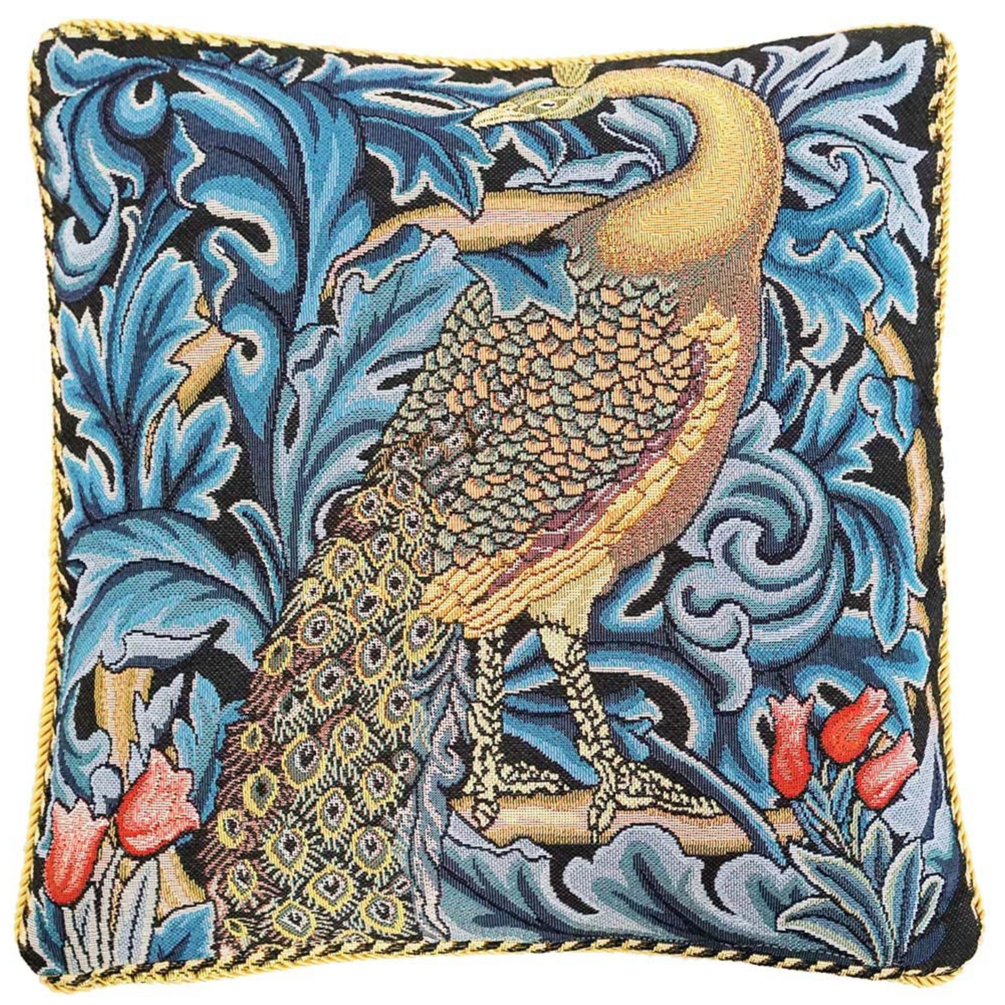 Signare Women's The Peacock Tapestry Cushion Cover 18 X18 Inches 45Cm X 45Cm Decorative Sofa Cushions With Lion And Forest By William Morris (, Ccov-Art-Morris-7)