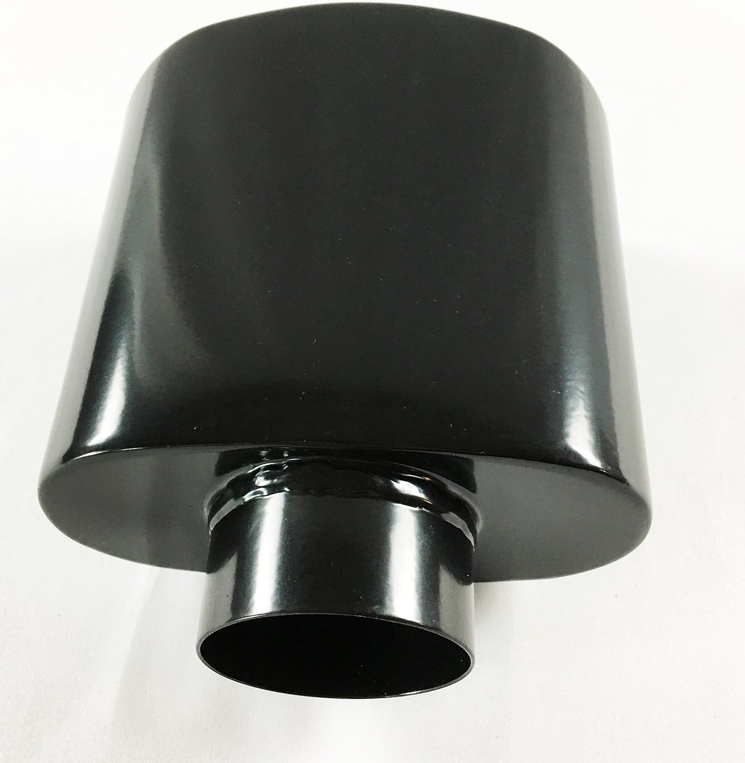 Exhaust Tip 2.25 Inlet 5.50 X 3.0 X 7.00 Long WR55007-225-BOSS-GBK-SS Double Wall Rolled Oval Resonated Gloss Black 304 Stainless Steel Wesdon Exhaust Tip