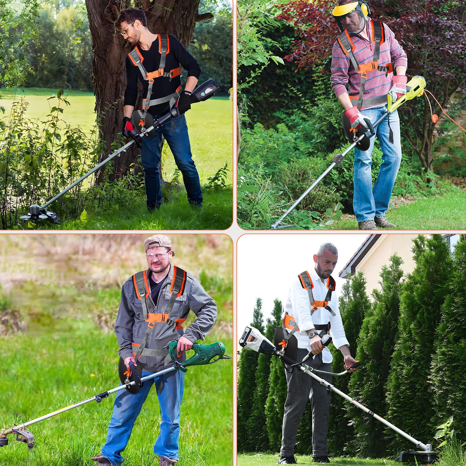 Tragegurt Motorsense, Universal Schultergurt Freischneider, Doppelte Schulter Tragegurt Freischneider, Nylon Verstellbarer Tragegurt für Motorsense für Garten Gras Rasentrimmer (Grau)