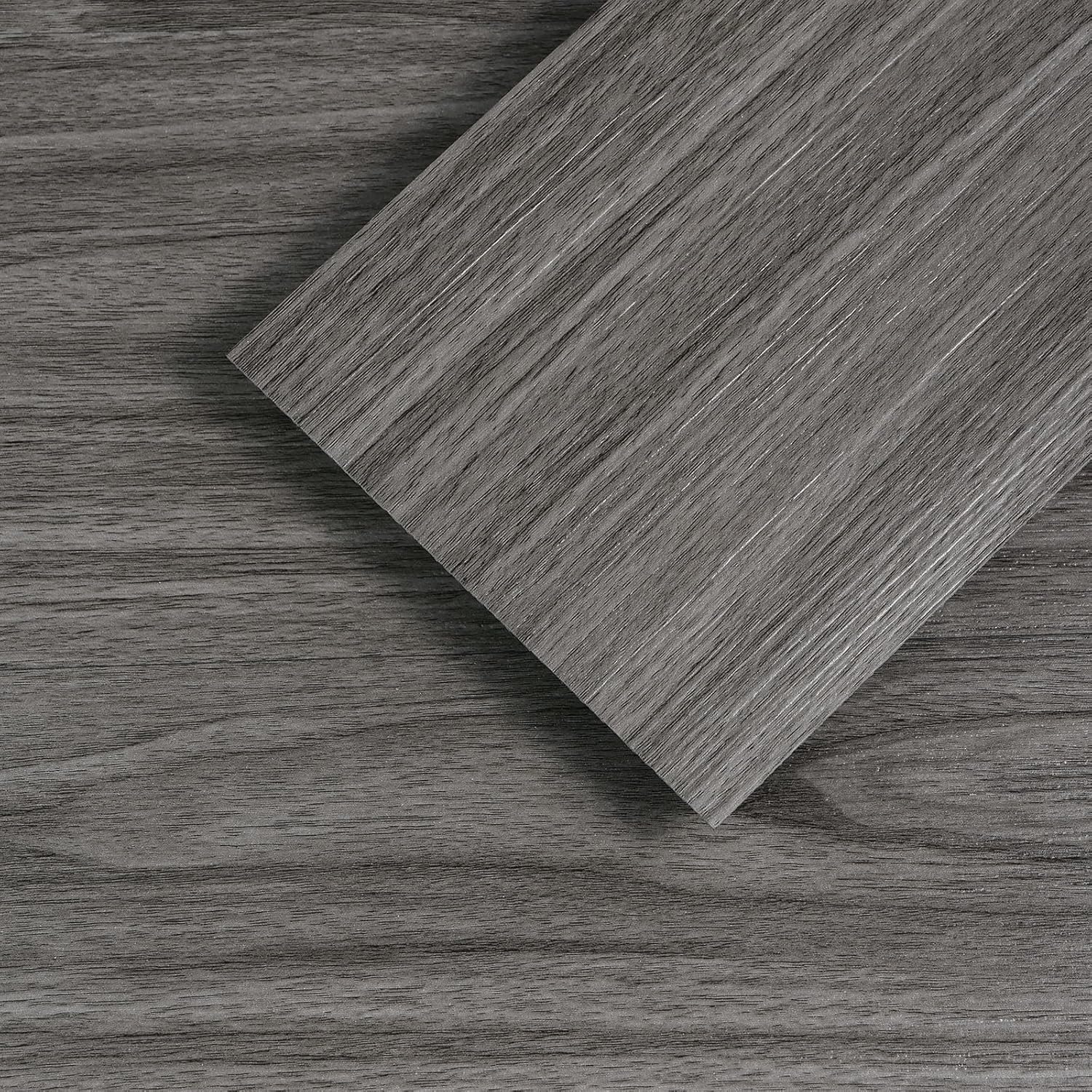 Grey Peel and Stick Floor Tile 36-Pack 54 Sq.Ft Luxury Thicken Vinyl Wood Plank Self Adhesive Waterproof DIY Flooring for Bedroom Bathroom Living Room