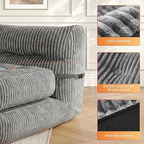 Miniatura 5 de Puf gigante para adultos, 31.49 pulgadas de alto, con otomana plegable para sala de estar, dormitorio o balcón, silla grande para leer, juegos, sofá