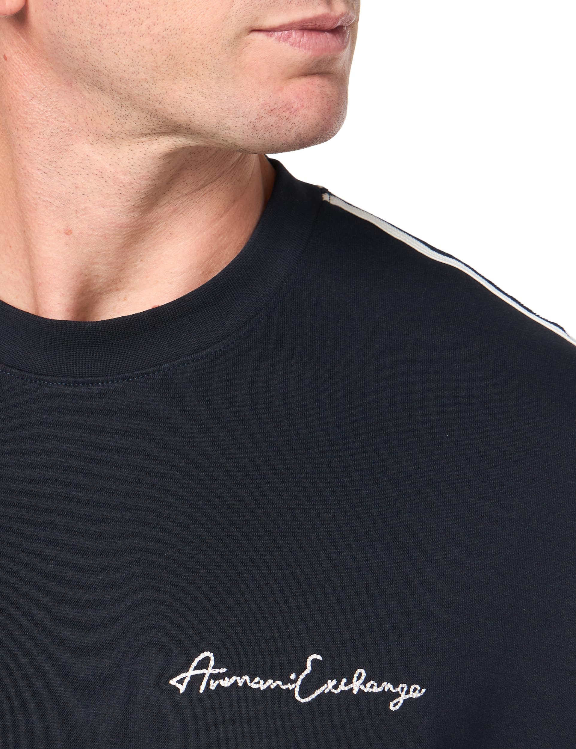 Armani Exchange Essential, Cuello Redondo, Rayas Blancas Sudadera Hombre (Pack de 1)