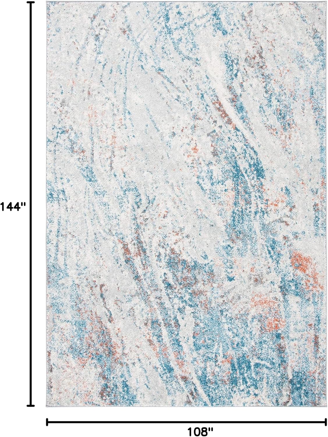 SAFAVIEH Area Rug 9x12 - Tulum Collection - Large - Ivory & Blue, Modern Abstract Design, Non-Shedding & Easy to Clean, Ideal for Living Room, Bedroom, Dining Space (TUL210A)