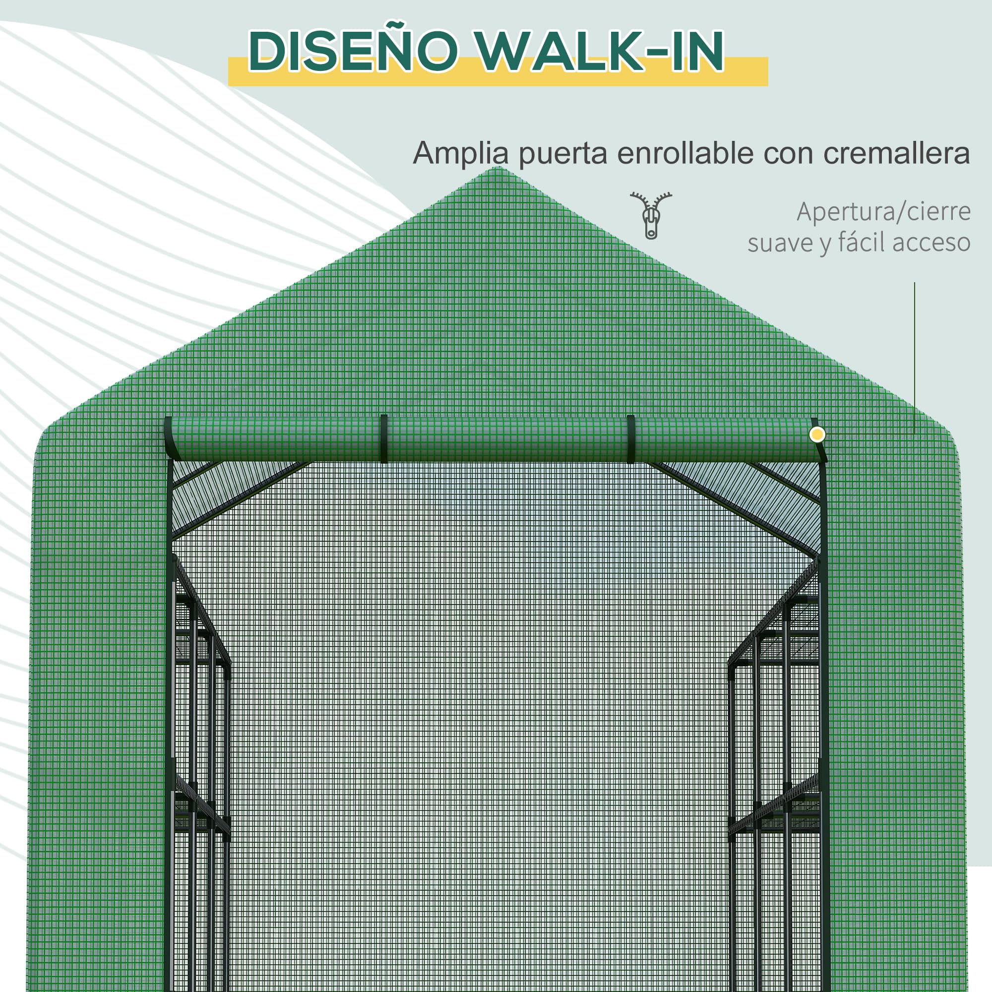 Outsunny Invernadero Pequeño de Exterior con 4 Niveles 244x180x210 cm | Con Puerta con Cremallera y Marco de Acero, para Cultivar Plantas y Flores, Color Verde