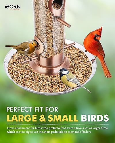 Miniatura 8 de iBorn Comedero para pájaros atrapador de semillas para colgar en el exterior, comedero de pájaros de 6 puertos para pájaros cardenales de metal de