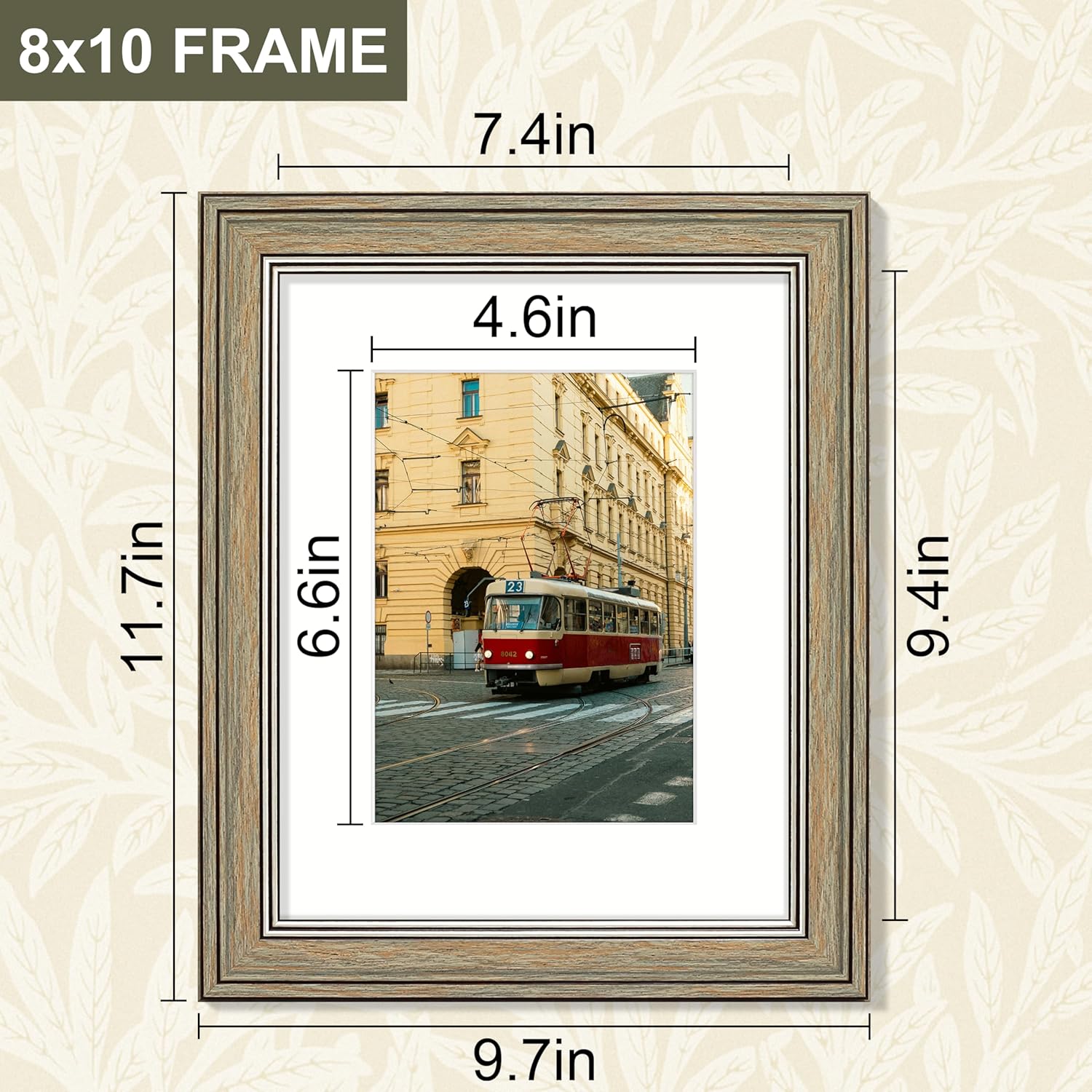 Vittanly 8x10 Picture Frame Set of 4, Vintage Photo Frame for Wall or Tabletop, Display 5x7 Pictures with Mat or 8x10 without Mat, Rustic Farmhouse Home Decor, Multicolour