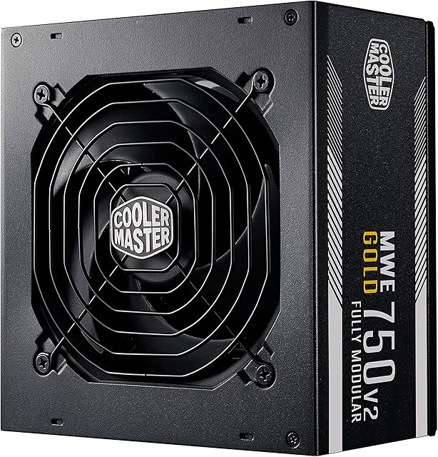 Cooler Master MWE 750 Gold V2 w Pełni Modularny Zasilacz do Komputera - 80 PLUS Gold 750W, Płaskie Czarne Okablowanie, Wentylator HDB 120mm, Próg Wysokiej Temperatury - Wtyczka EU, 5 Lat Gwarancji