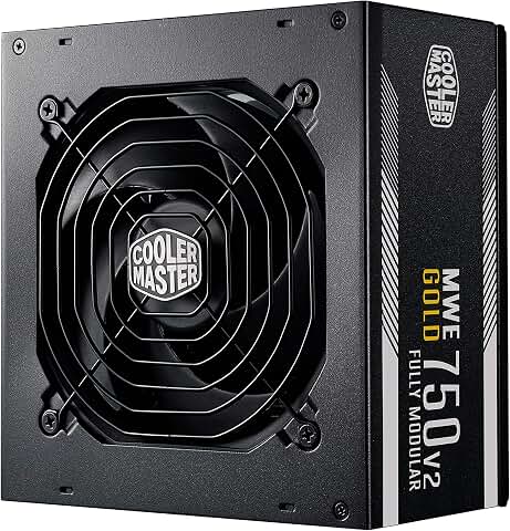 Cooler Master MWE 750 Gold V2 Allimentation PC modulaire (prise EU), 80 Plus Gold, 750W, cablage plat, ventilateur 120mm HDB, seuil de temperature 50˚C - garantie 5 ans