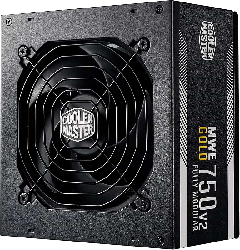 Cooler Master MWE 750 Gold V2 Allimentation PC modulaire (prise EU), 80 Plus Gold, 750W, cablage plat, ventilateur 120mm HDB, seuil de temperature 50˚C - garantie 5 ans