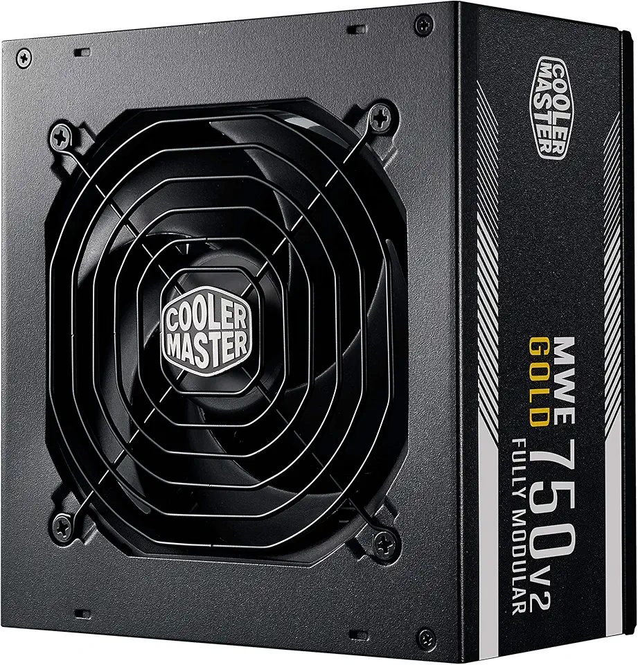 Cooler Master MWE 750 Gold V2, Modular PC Power Supply (EU Plug), 80 Plus Gold, 750 Watt Mains with Flat Cable, 120 mm HDB Fan, Temperature Threshold 50˚C