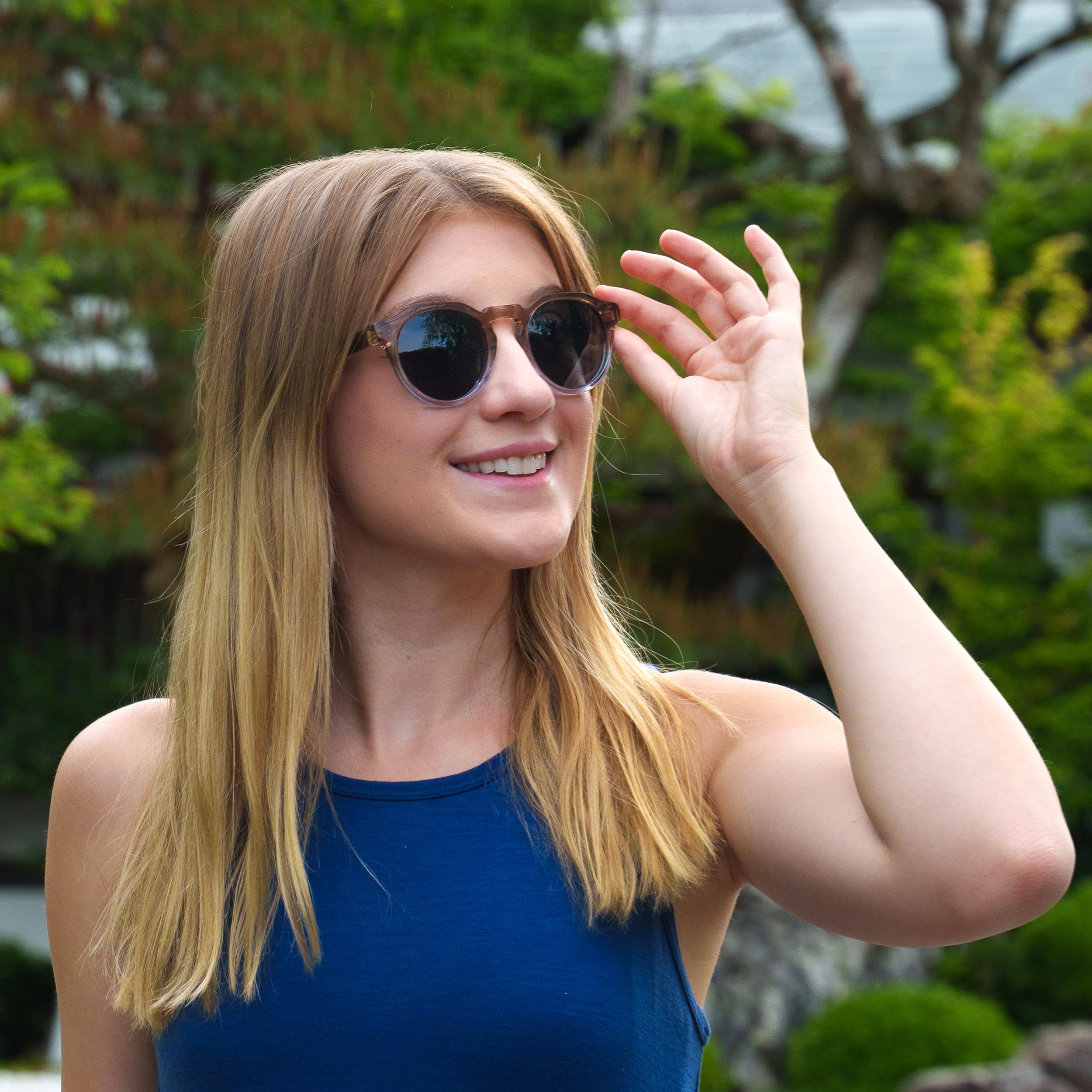 GOWOOD Occhiali da sole rotondi panto in legno uomo e donna | Occhiali premium polarizzati con aste in legno e telaio in acetato | Lenti scure UV400 | Occhiali da sole con protezione UV