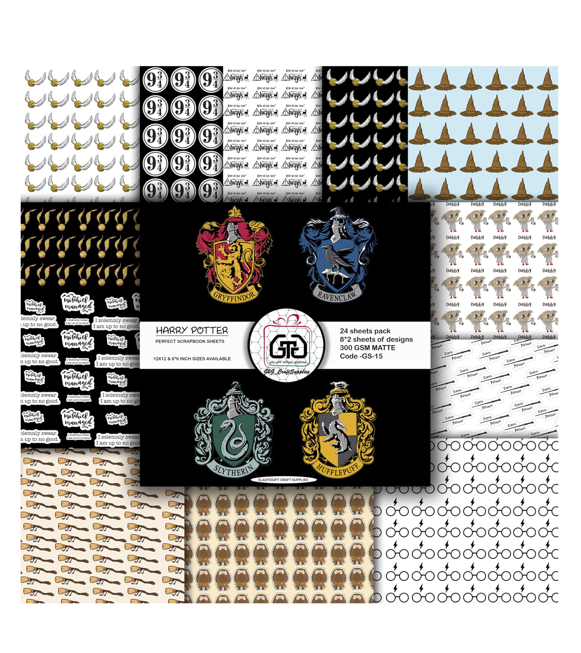 G2g Paper Pattern for Harry potters lovers paper pack Amazing for Scrapbook making,DIY Greeting cards Harry potter lovers for Art and Crafters of 24 sheets 12 designs (12x12) (12x12)-picture-20