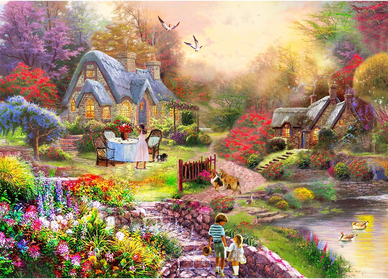 Rural Scenery 1000 Piece Jigsaw Puzzle for Adults Kids Scene Oil Painting Style Jigsaw Puzzle Game Toys Gift, Softclick Technology Means Pieces Fit Together Perfectly (27.5×19.7 inch)