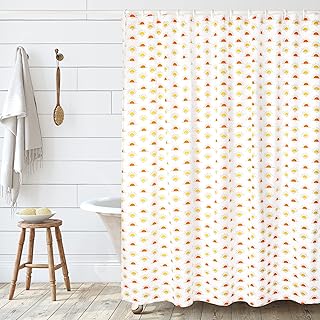 Folkulture Boho Shower Curtain for Bathroom Decor, Water Repellent - 72" X 72" Modern Farmhouse Decor, 100% Recycled Cotton Fabric, Tassel Shower Curtain (Rising)