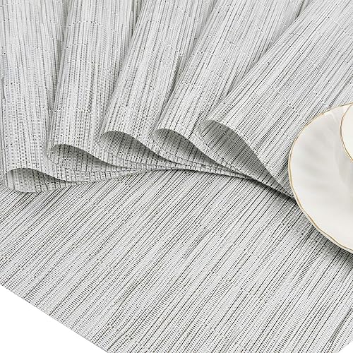 Miniatura 77 de SHACOS - Manteles individuales de PVC para mesas redondas, manteles individuales con curvatura, antideslizantes, resistentes al calor, de vinilo,