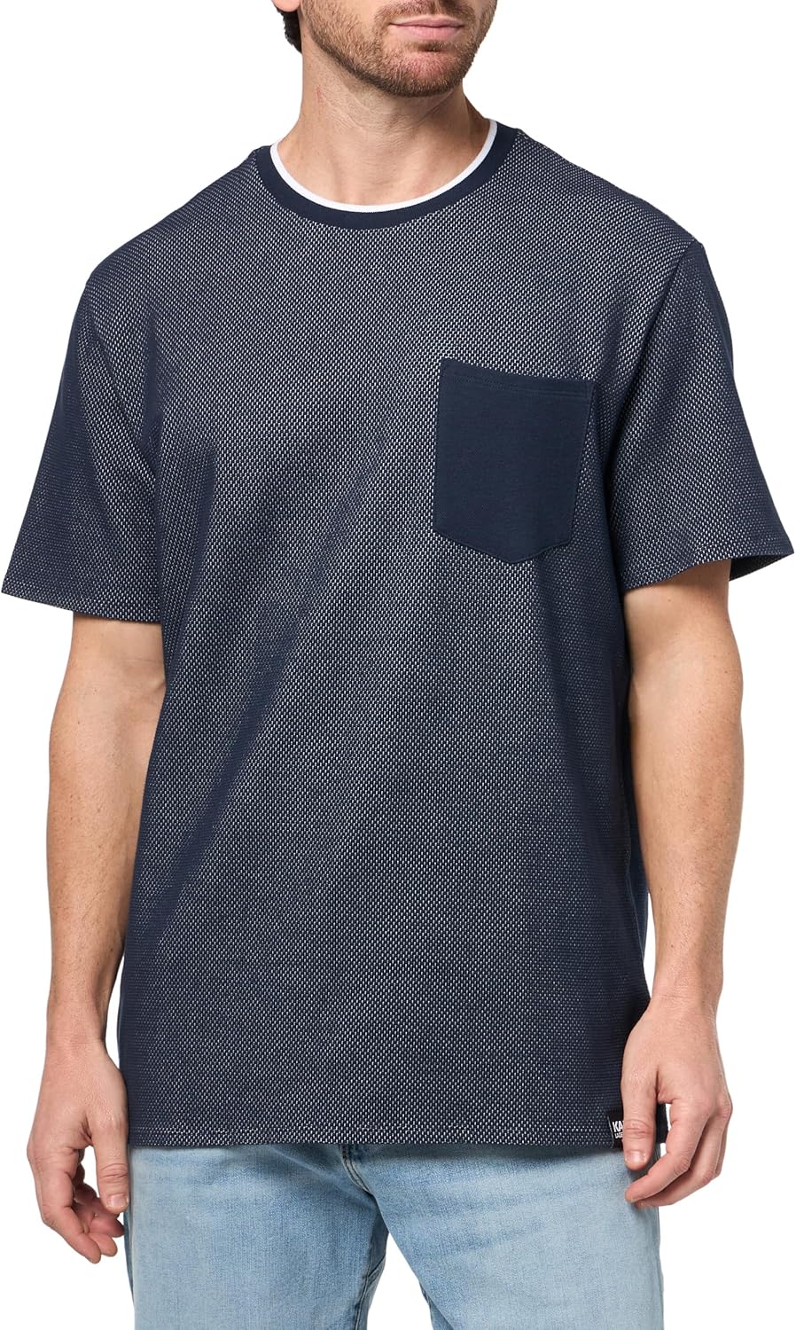 KARL LAGERFELD Men's Short Sleeve Crewneck Textured T-Shirt