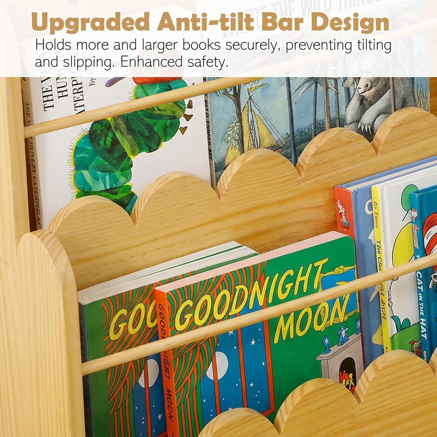 Scalloped Design | 3-Tier Montessori Solid Wood Kids Bookcase | 29.6" Wide Toddler Storage Shelf | Easy Access Floor Display Furniture for Playroom/Nursery - Image 6