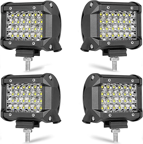 Cápsulas de luz LED de 72 W, impermeable, soporte ajustable, IP67, foco de 4 filas, voltaje de trabajo de 9-30 V, compatible con 4x4, camiones,