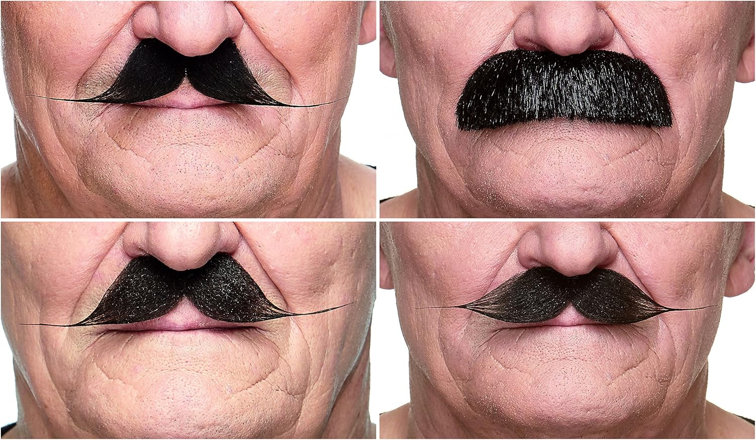 Mustaches Self Adhesive Fake Mustache Mix, Novelty, False Facial Hair Value Pack (12pcs.)