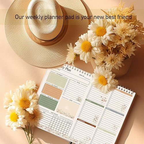 Miniatura 4 de Bloc de notas de planificador semanal, bloc de notas de lista de tareas pendientes de Slapaflife, planificador semanal sin fecha, 52 hojas, 8.5 x 11
