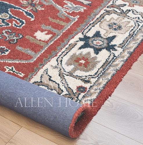 Miniatura 7 de Alfombras de lana tradicionales hechas a mano de Allen Home - Chia Rust - Duraderas, 100% lana - Alfombras para sala de estar, comedor, dormitorio,