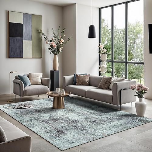 Miniatura 3 de GLN Rugs Contemporary Collection - Alfombra moderna, lavable a máquina, contemporánea, antideslizante, abstracto, para sala de estar, dormitorio,