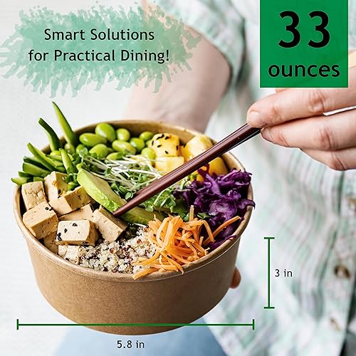 Miniatura 2 de Galashield Tazones desechables con tapa, cuencos de papel para preparación de comidas, recipientes de comida para ramen con tapas para ensalada para