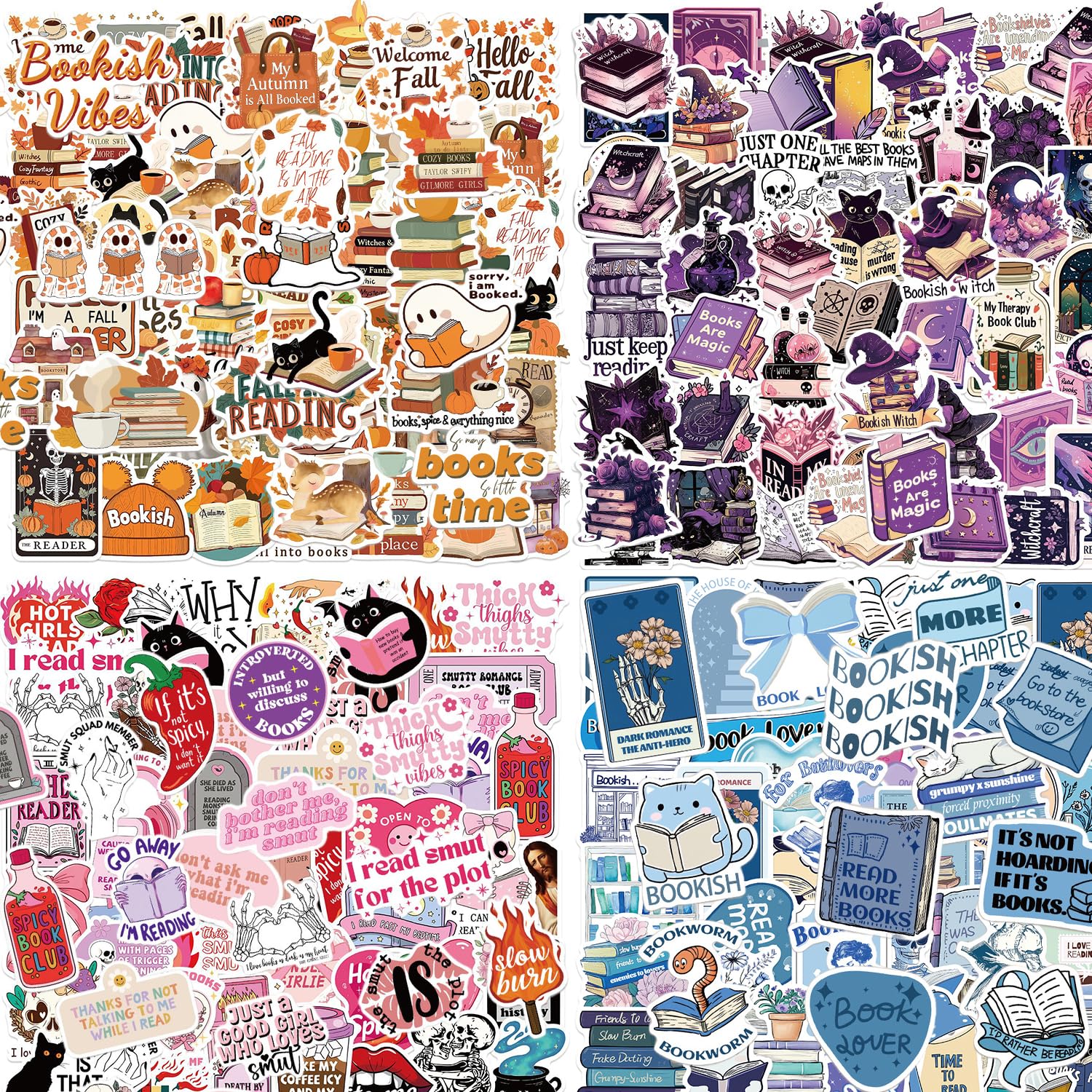 BEZHO 200 Pcs Book Stickers, Aesthetic Stickers | Waterproof Reading Bookish Stickers Reading Gifts for Teens Adults Kindle Bottles Laptop Books Suitcase Scrapbook (Set A)