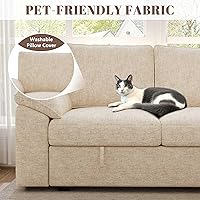 Vista 8 de Sofá modular de 85 pulgadas con cama extraíble, sofá modular en forma de L de 5 asientos con almacenamiento, sofás seccionales para sala de estar