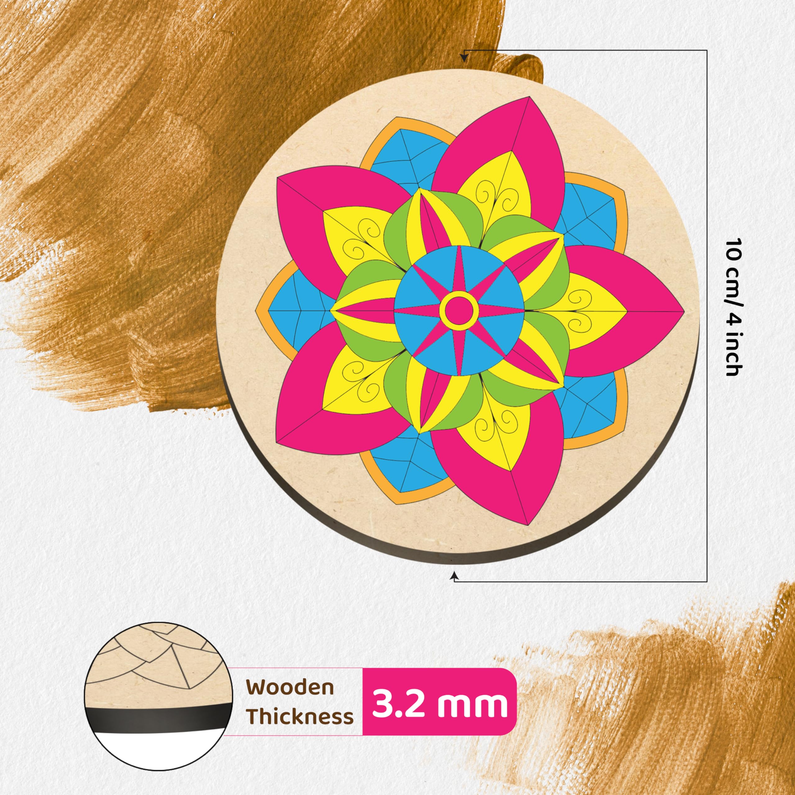 sunsib Creative Kids DIY Mandala Painting Kit - Complete Art and Craft Set for Boys and Girls Ages 9-12 - Includes Mandala Art Tools and Supplies - Ideal Painting Kit for Budding Artists, Brown 2