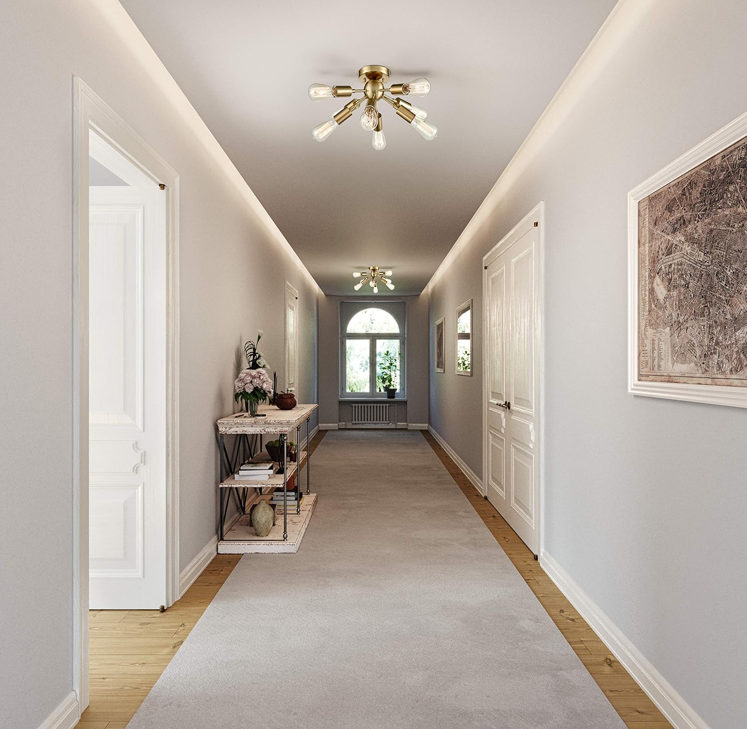 Suреr Dеаl Prоduсt Firenze Sputnik Chandelier with 8 Socket Flush Mount Ceiling Light (Antique Brass)