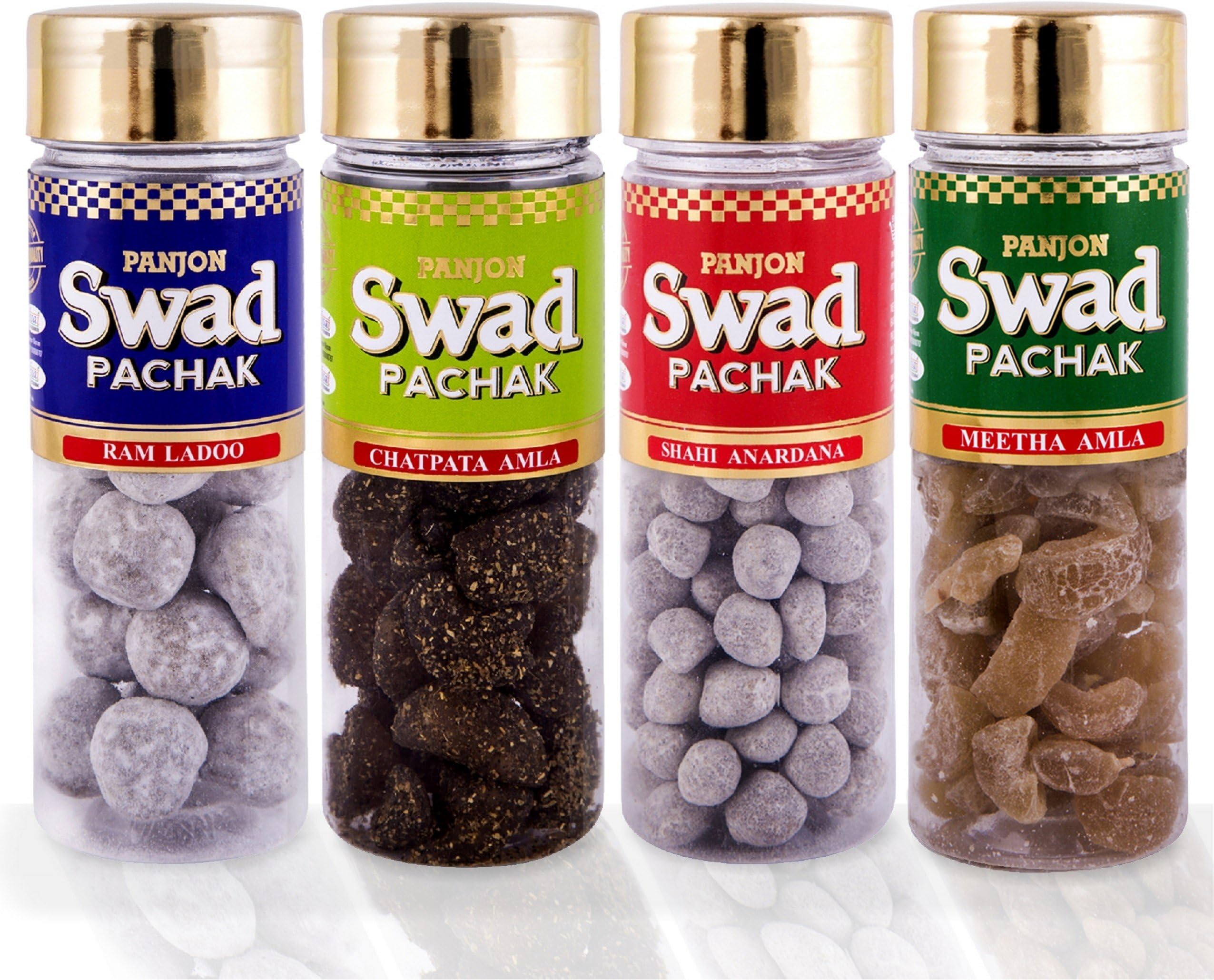Panjon Swad Candy, Anardana, Sweet Amla, Chatpata Amla and Imli Ladoo, 110g (Buy 3 Get 1)