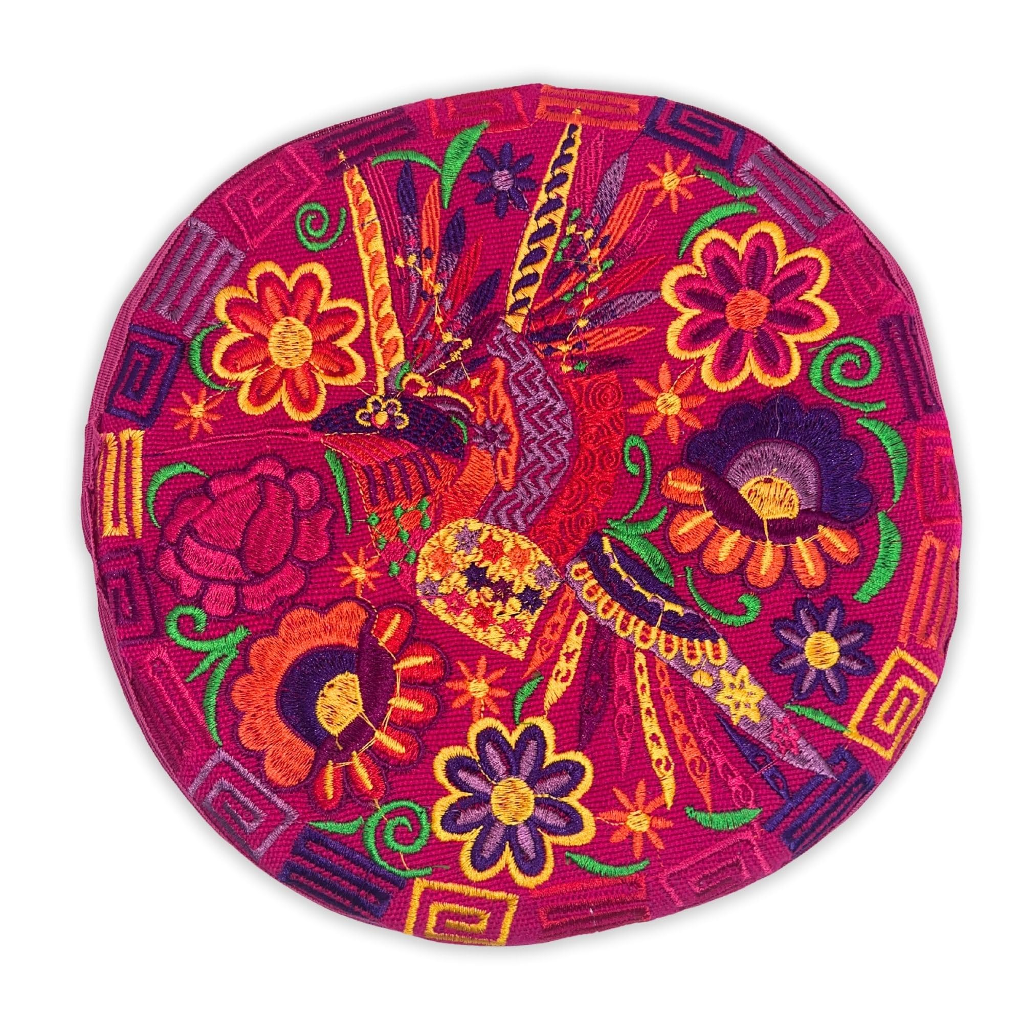 Jacq & Jürgen Tortilla Warmer Pouch Embroidered Mexican Style - Insulated for 8-inch Tortillas – Artisan Accessory - Made in Mexico (Mexican Pink - Hummingbird)