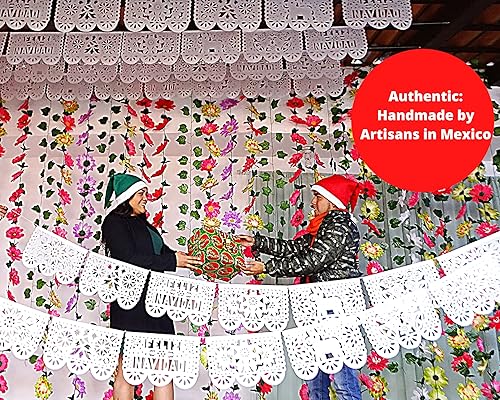 Miniatura 6 de Decoraciones de Navidad con diseño de papel picado de Navidad, paquete de 5 carteles de Feliz Navidad para fiesta de Navidad, hecho de papel de seda