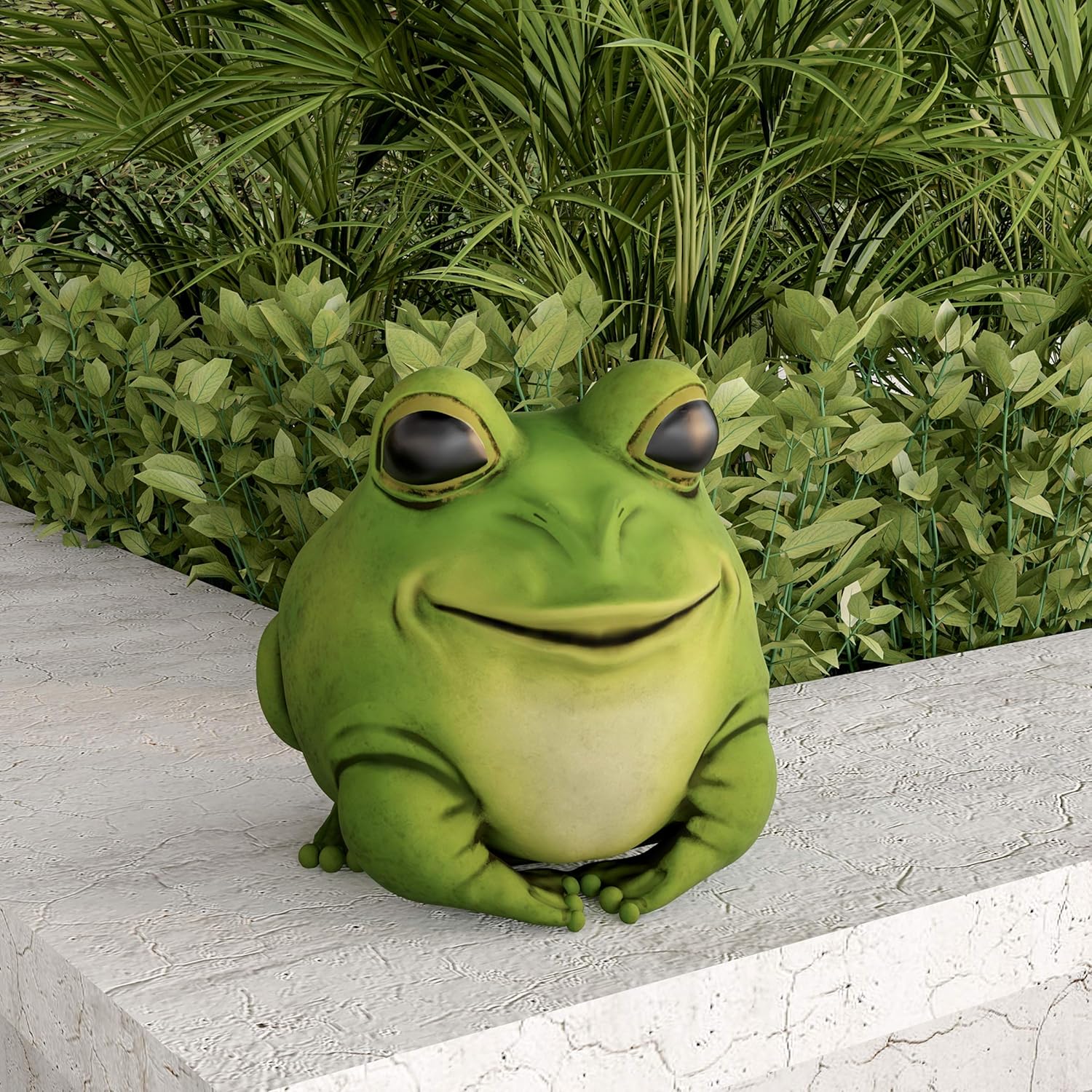 Frog Statue-Resin Chubby Animal Figurine for Outdoor Lawn and Garden Décor-Great for Flower Beds, Fairy Gardens, Backyards and More by Pure Garden