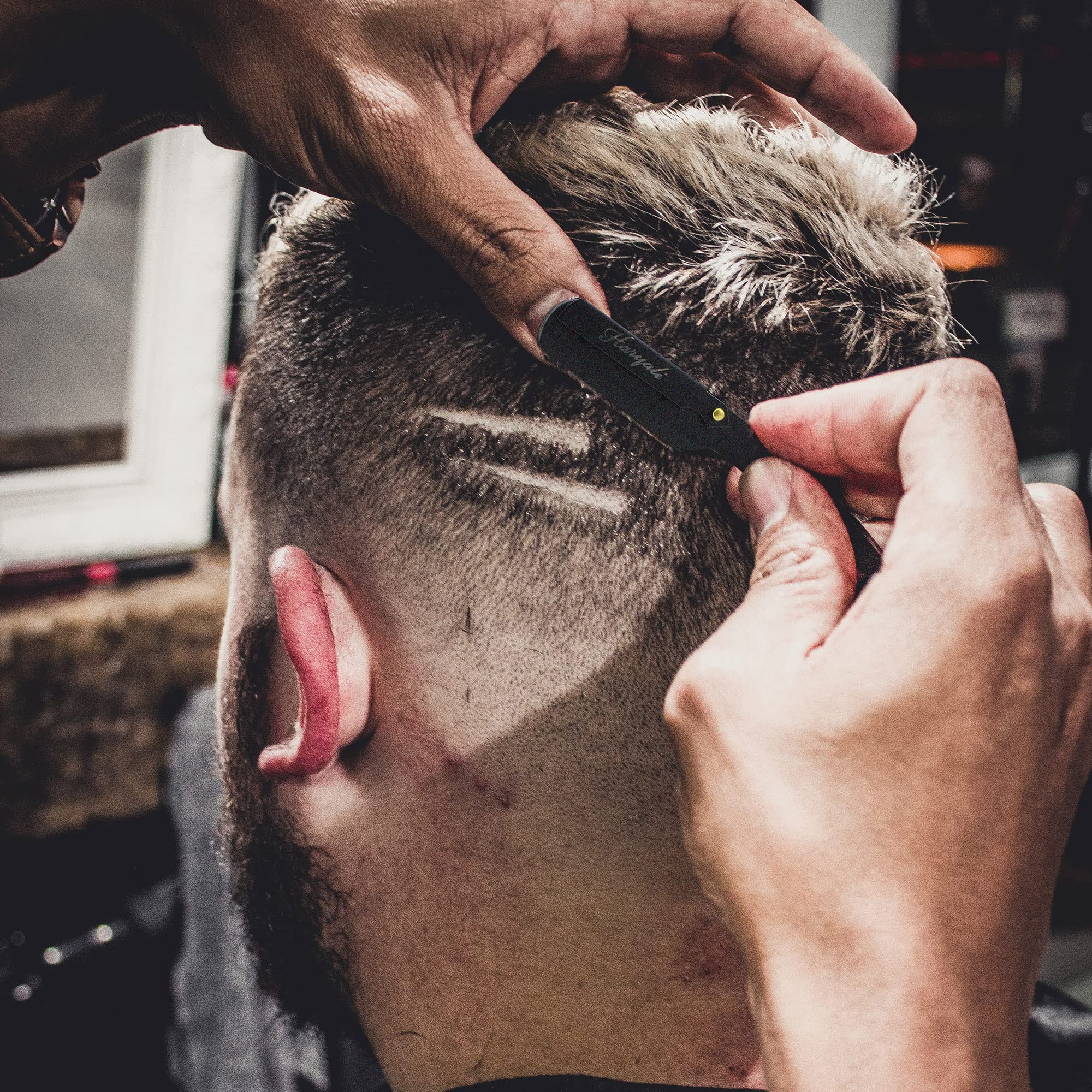 Haryali London Coupe Choux Barbe - Rasoir Coupe Choux Manuel Avec Manche En Bois Rasoir Barbe Homme Avec Lames De Rasoir Et Pochette En Cuir Rasoir Barbier