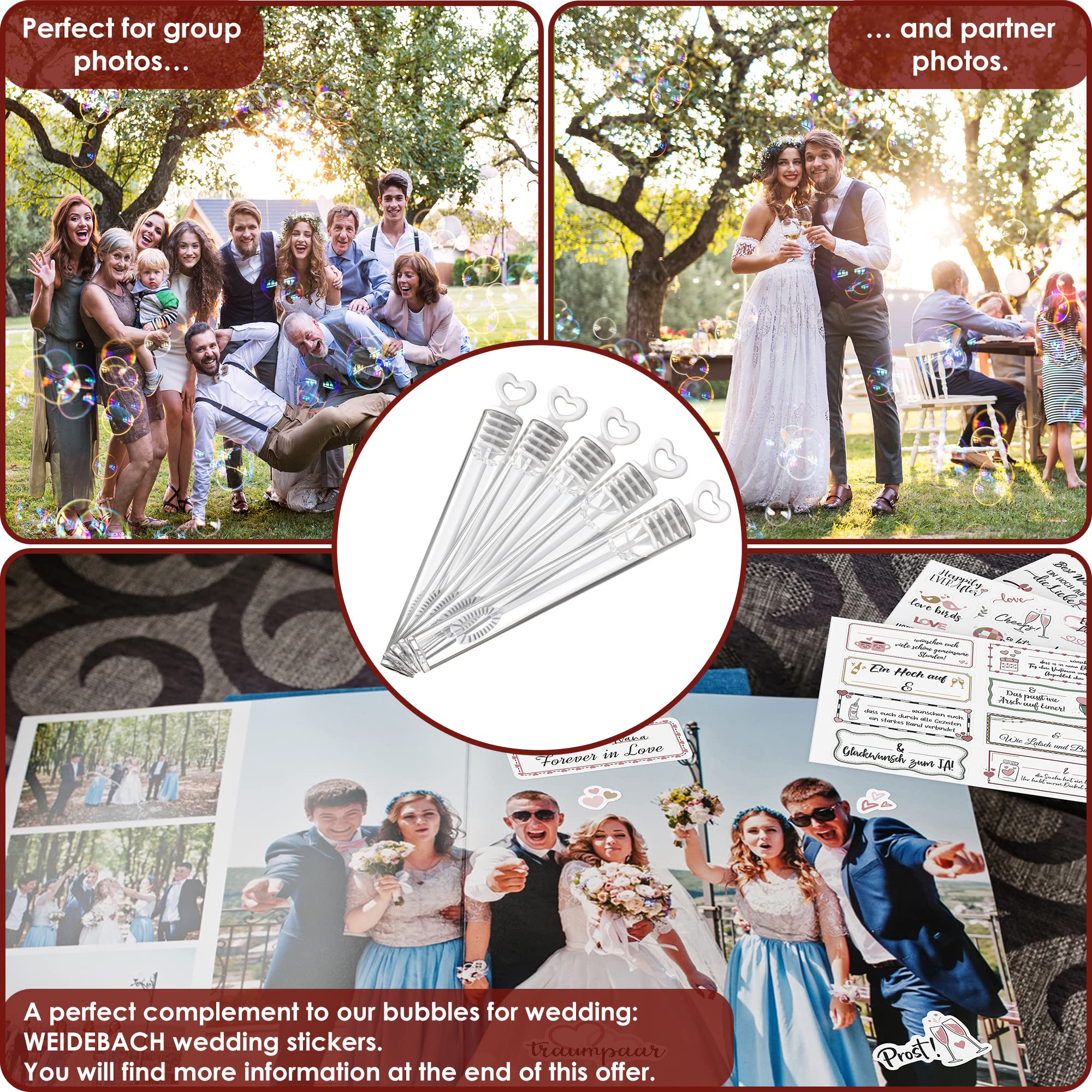 WEIDEBACH® Romantic 52x bubbles for wedding set perfect wedding bubbles decoration incl. 52 write-on stickers - Image 4