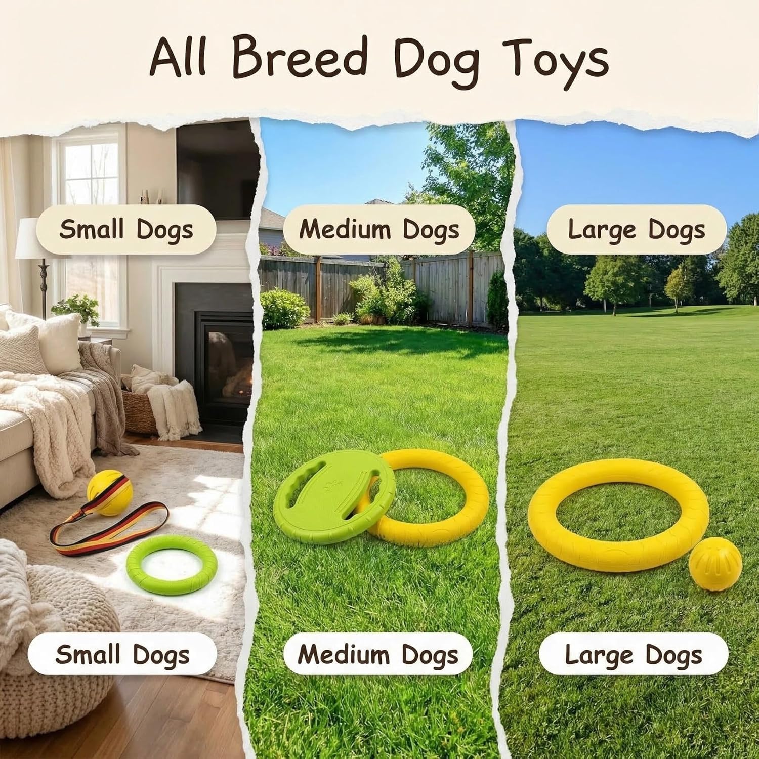 5 Pack Dog Toys for Aggressive Chewers, Durable EVA Tug Rings Flying Disc Ball & Rope Ball for Small Medium Large Dogs, Puppy Teething Toys with Teeth Cleaning, Interactive Fetch Tug Toys