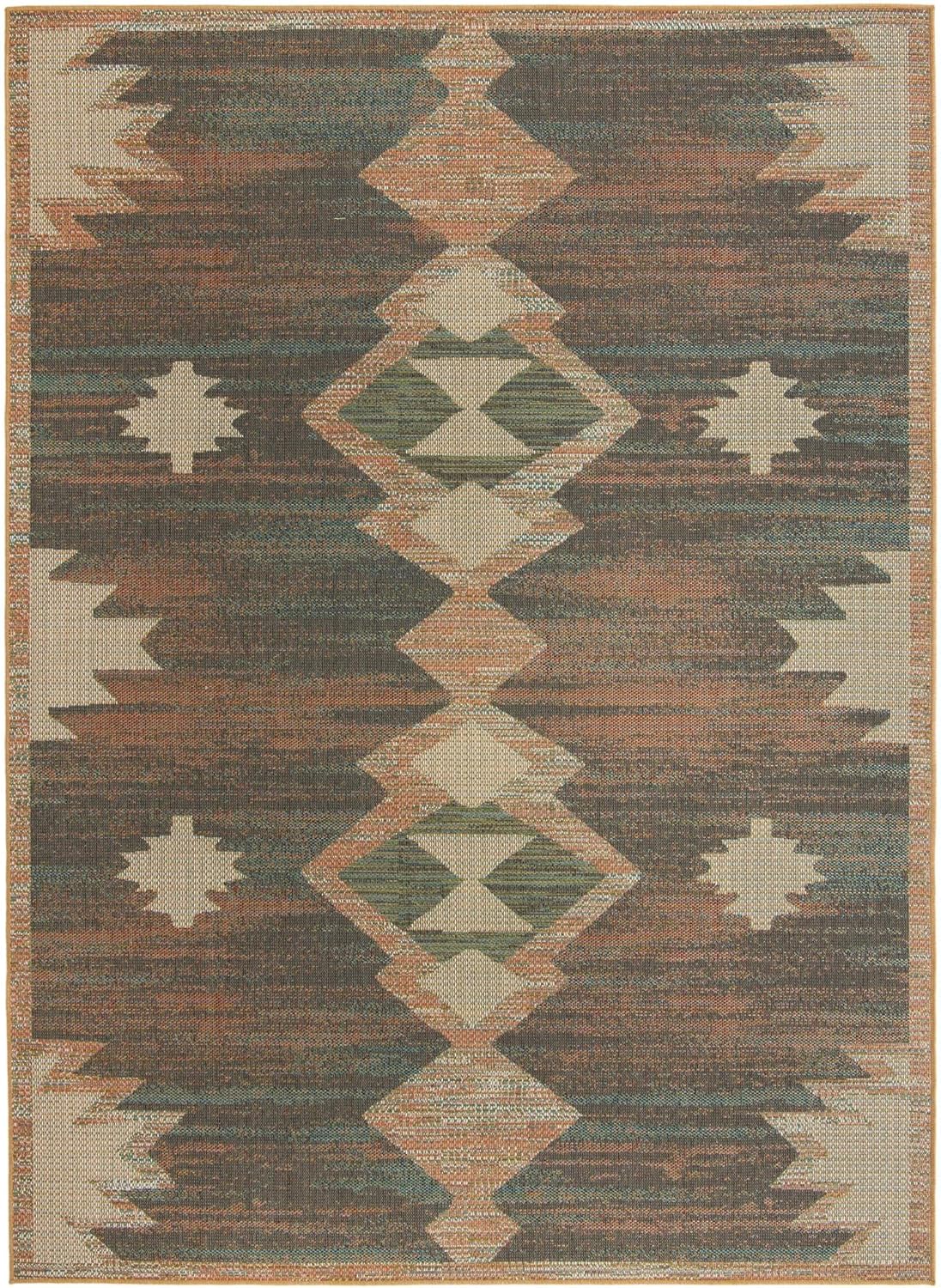 Rugs.com Baja Outdoor Collection Rug – 9' x 12' Multi Medium Rug Perfect for Living Rooms, Large Dining Rooms, Open Floorplans