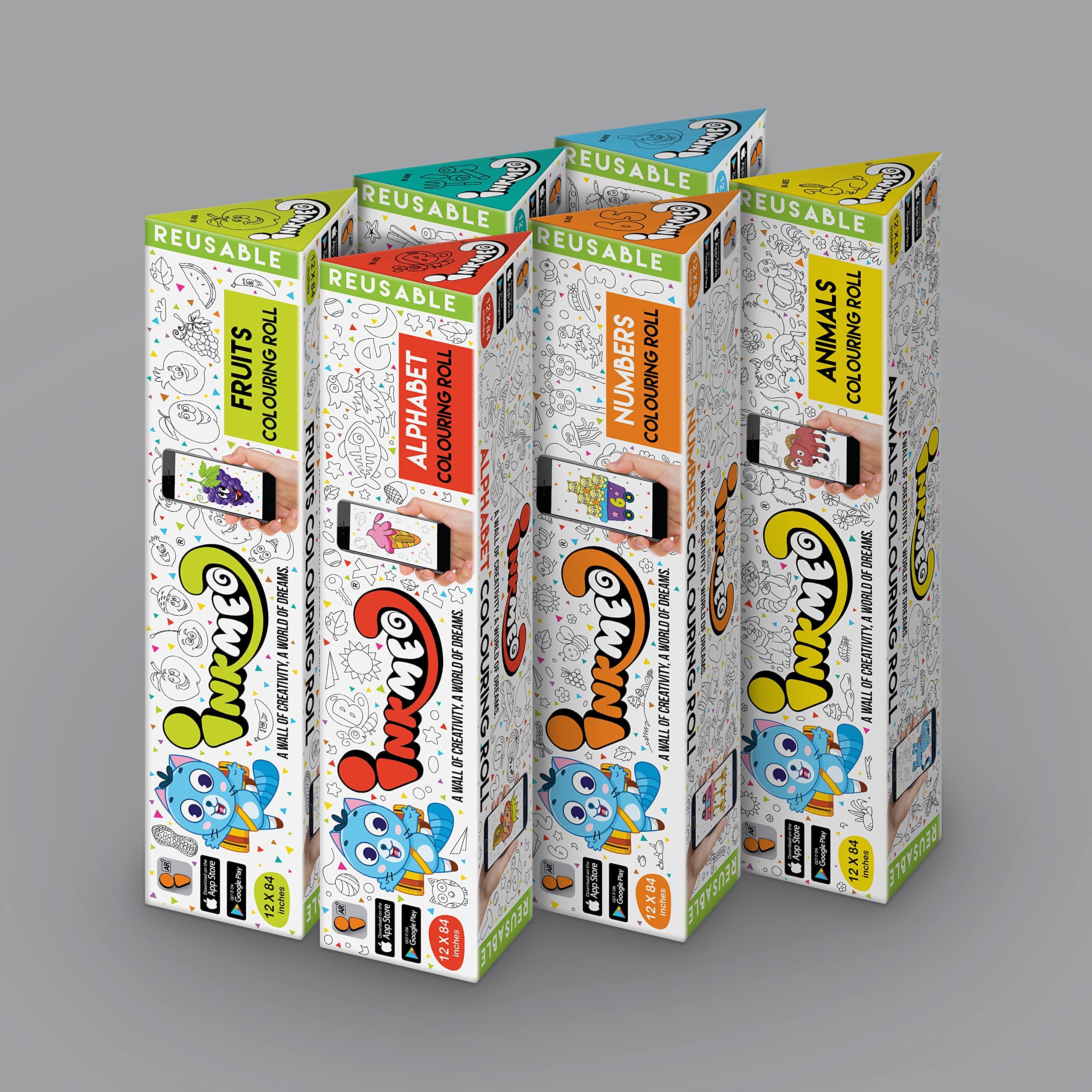 Inkmeo | My First Colouring Set | AR Enabled | Interactive Educational Learning Chart | For Kids | Ages 2+ | Birthday Gift | Size (18 X 84 Inches) | Cognitive And Emotional Development