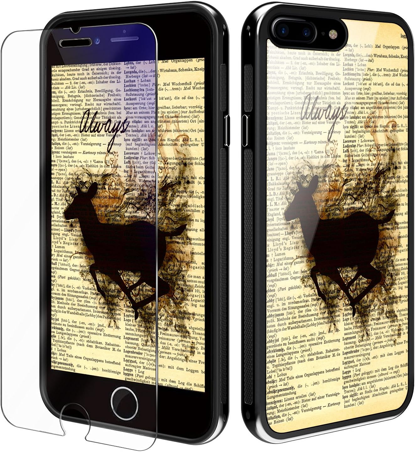 iPhone 8 Plus Case, YiPG Always Harry Potter Fans iPhone 7/8 Case for Apple iPhone 7 Plus (5.5 inch), Protective Kit with Blue Light Filter (Eye-Protect) Tempered Glass Screen Protector … (Deer)