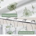 Martha Stewart Martha's Garden Shower Curtain Botanical Floral Print Cotton Shower Curtain for Bathroom, Spa Quality Modern Shower Curtains Standard Size, 72x72 Sage Green