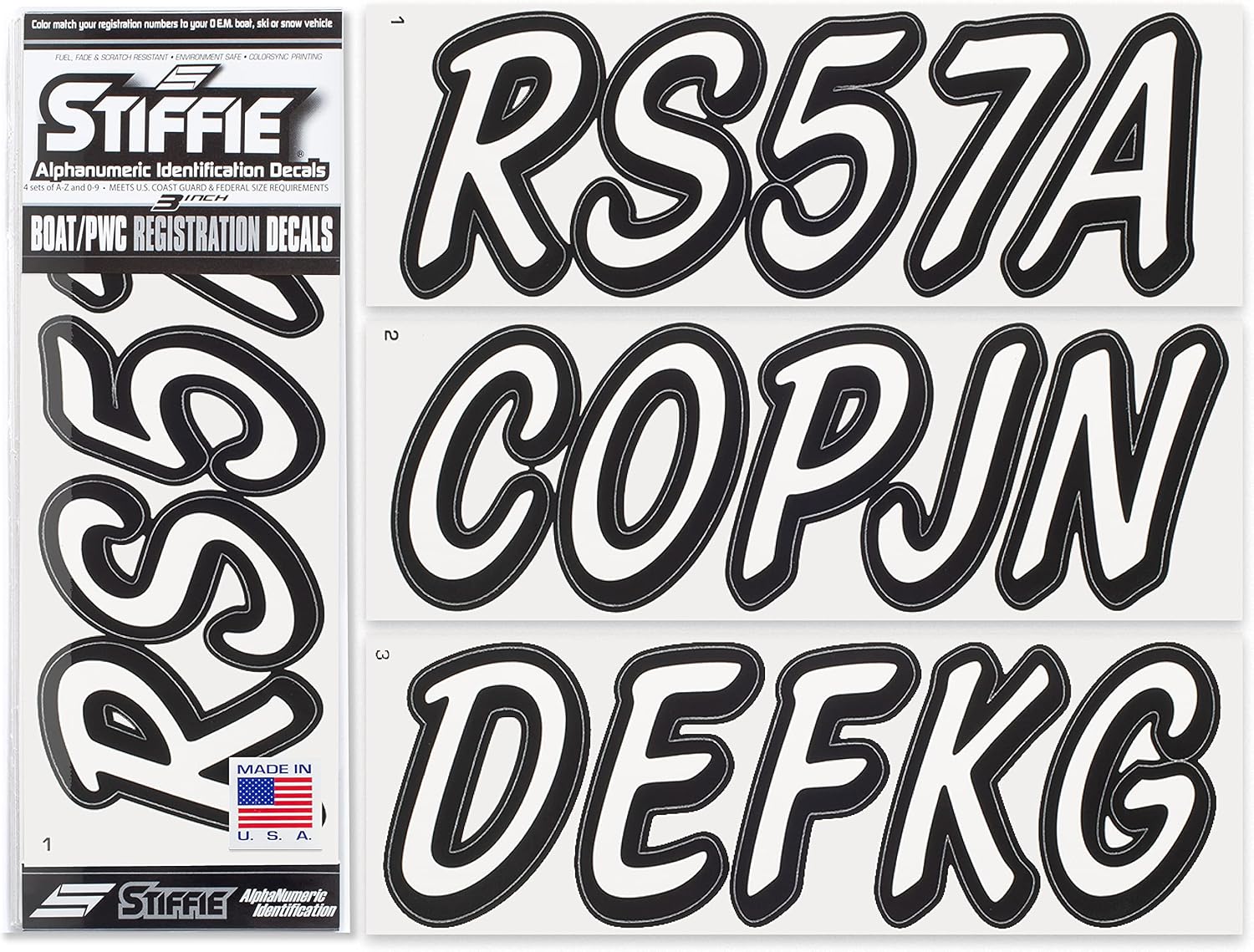 Whipline Solid Red/Silver 3" Alpha-Numeric Registration Identification Numbers Stickers Decals for Boats & Personal Watercraft