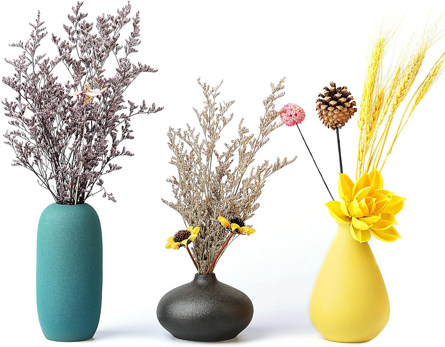 Tuumee Small Ceramic Vase Decorative, Set of 3 Flower Bud Vases