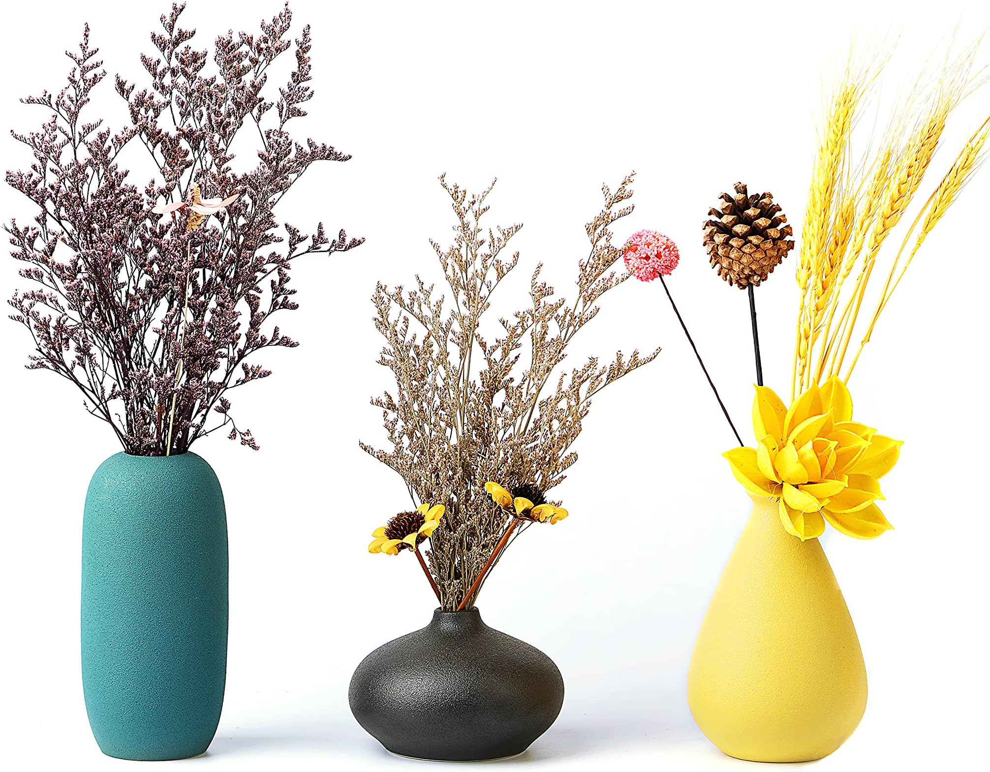 Tuumee Small Ceramic Vase Decorative, Set of 3 Flower Bud Vases