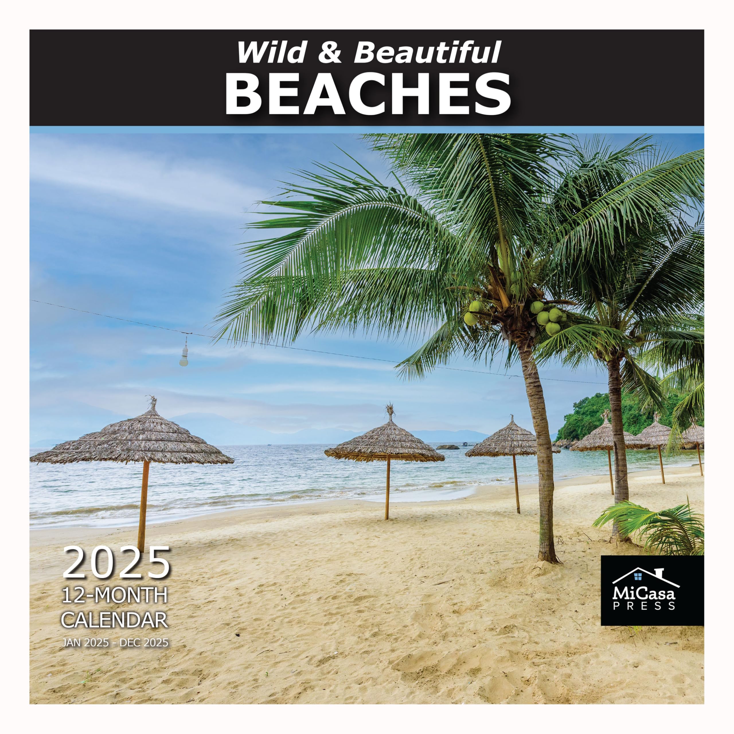 MICASA PRESS - Wild & Beautiful Beaches 2025 Wall Calendar 12 Month | 12" x 24" Open | Thick & Sturdy Paper | Giftable | Calendar 2025
