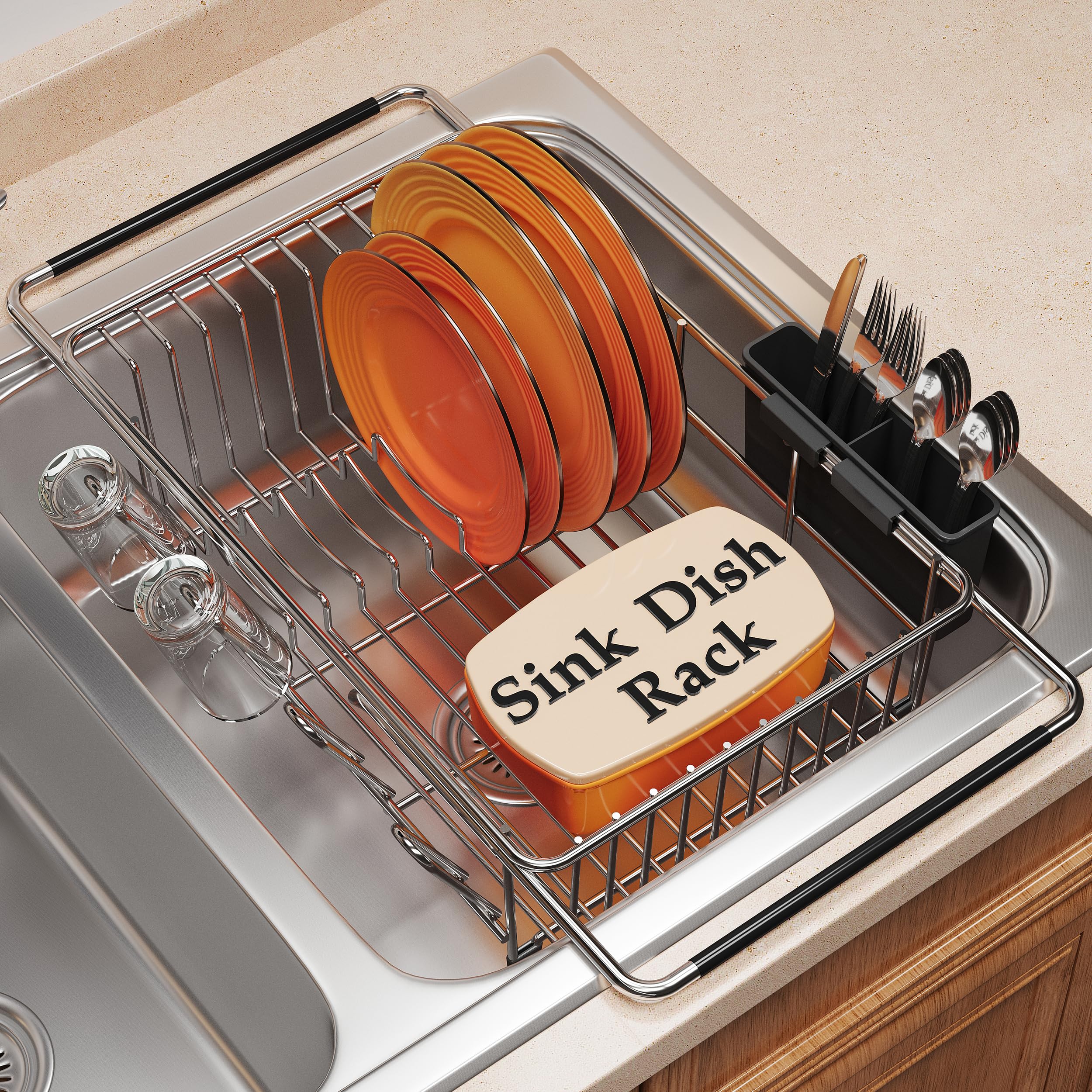 romision Over the Sink Expandable Dish Drainer Drying Rack